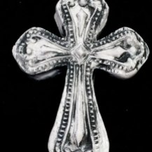 White and black polymer clay gothic cross pendant